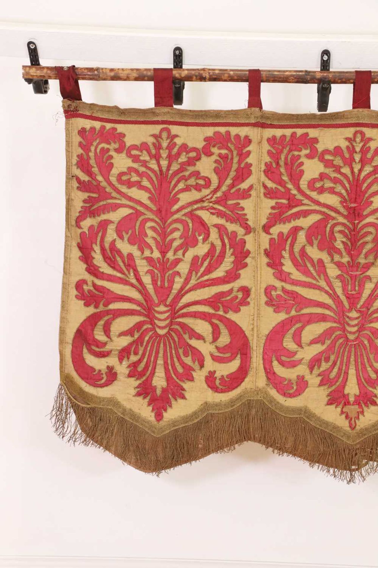 A silk and metal thread wall hanging,