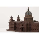 A painted wooden architectural model,