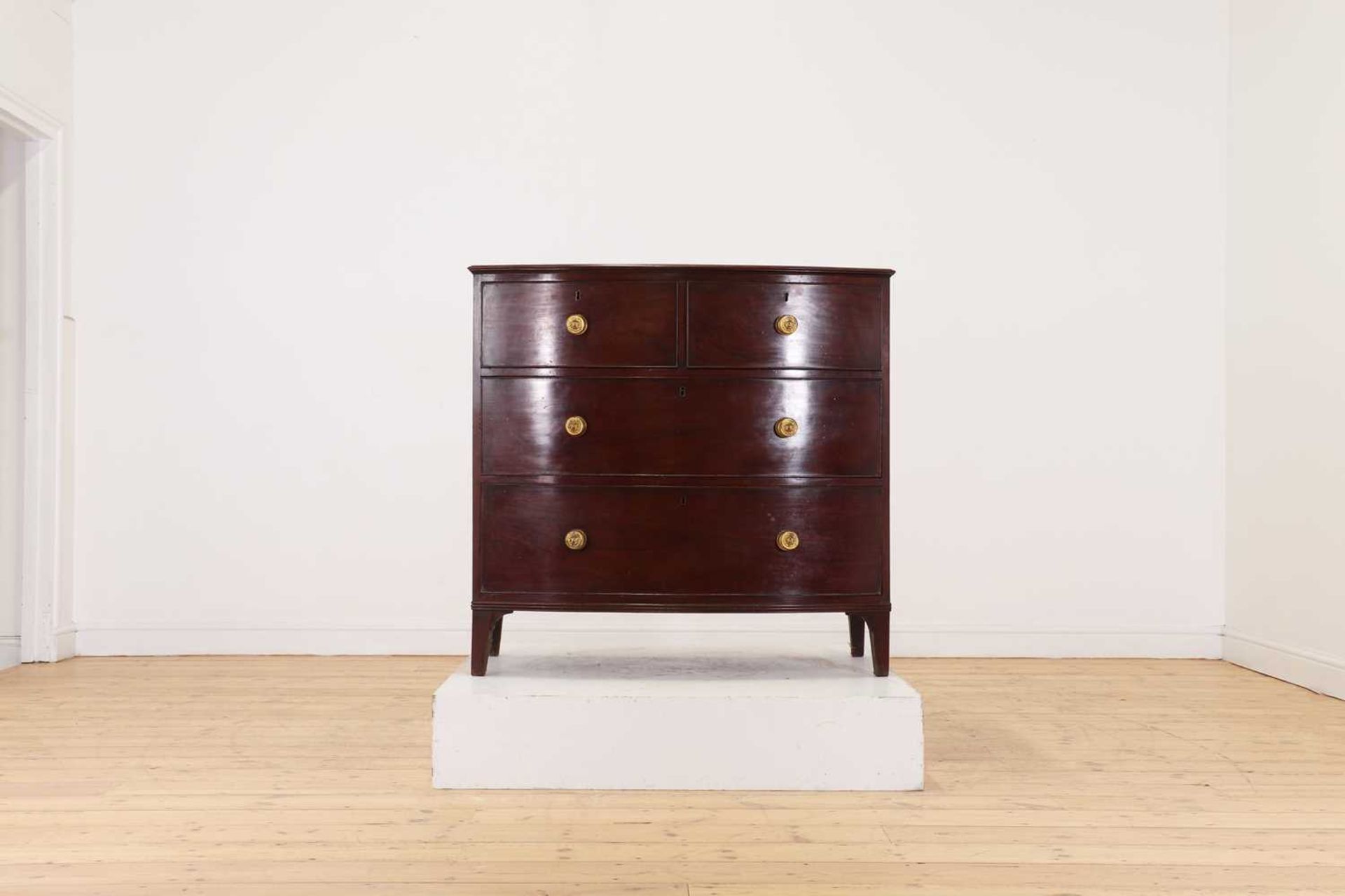 A George III mahogany bow fronted commode, - Image 4 of 16