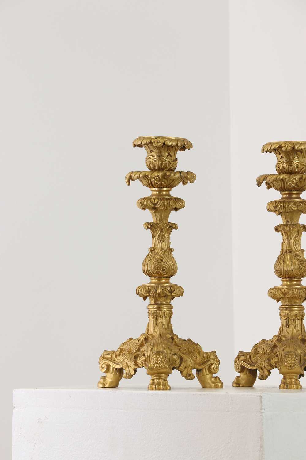 A pair of gilt-bronze candlesticks, - Image 2 of 5