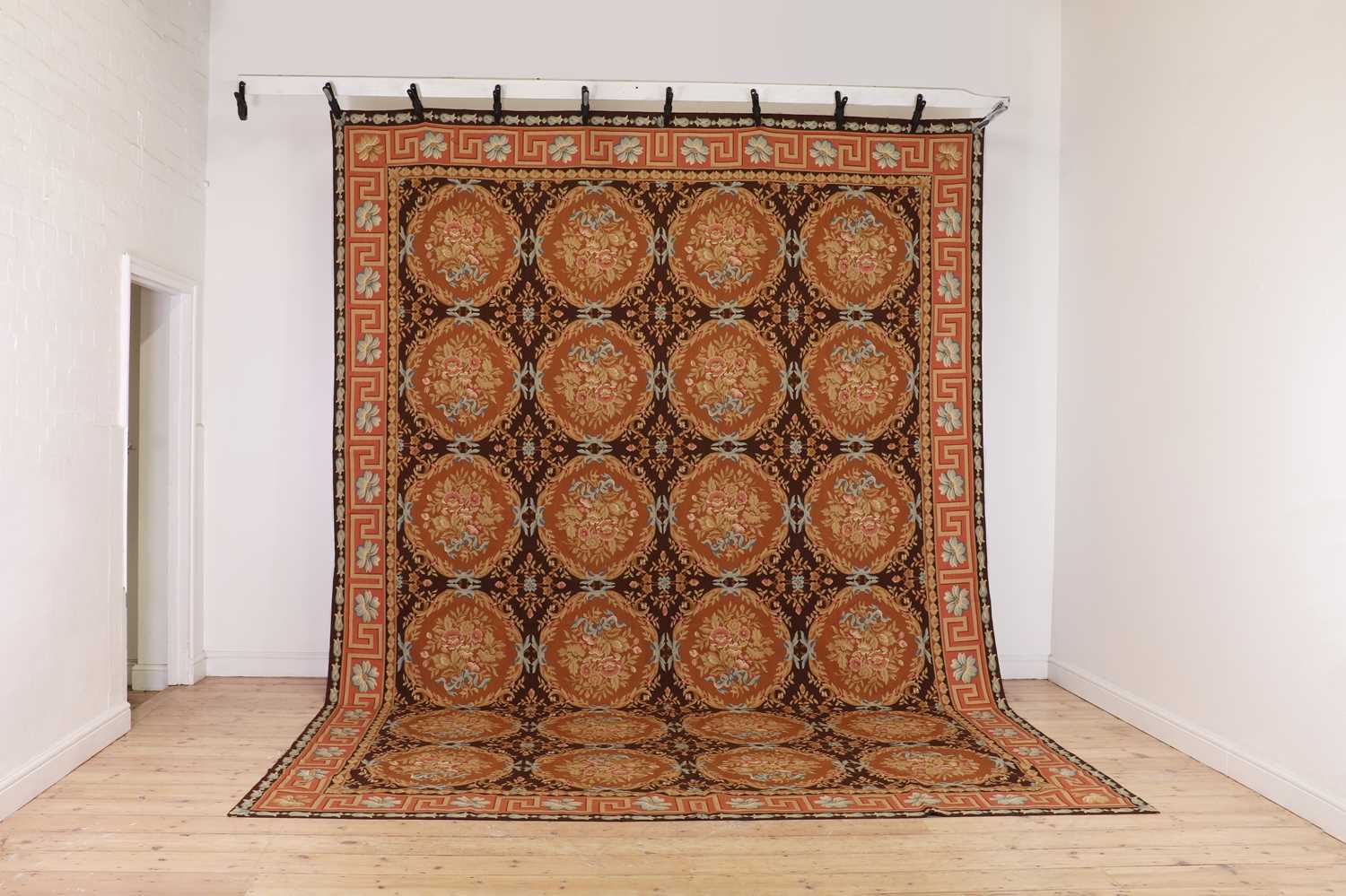 A flat-weave wool carpet of Aubusson design,