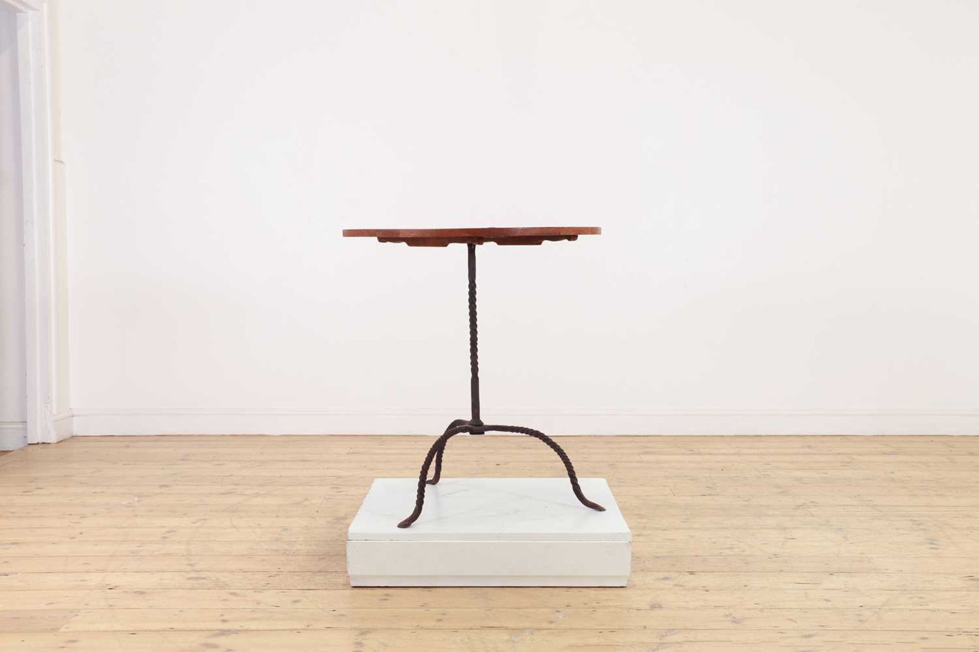 An oak and wrought-iron table, - Image 3 of 6