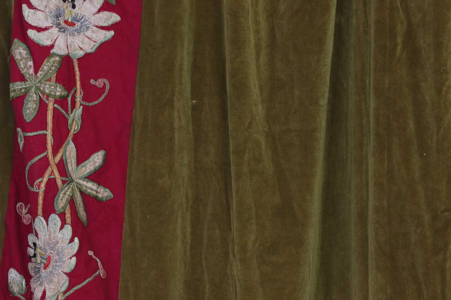 A pair of velvet, cotton and silk embroidered curtains, - Image 3 of 5