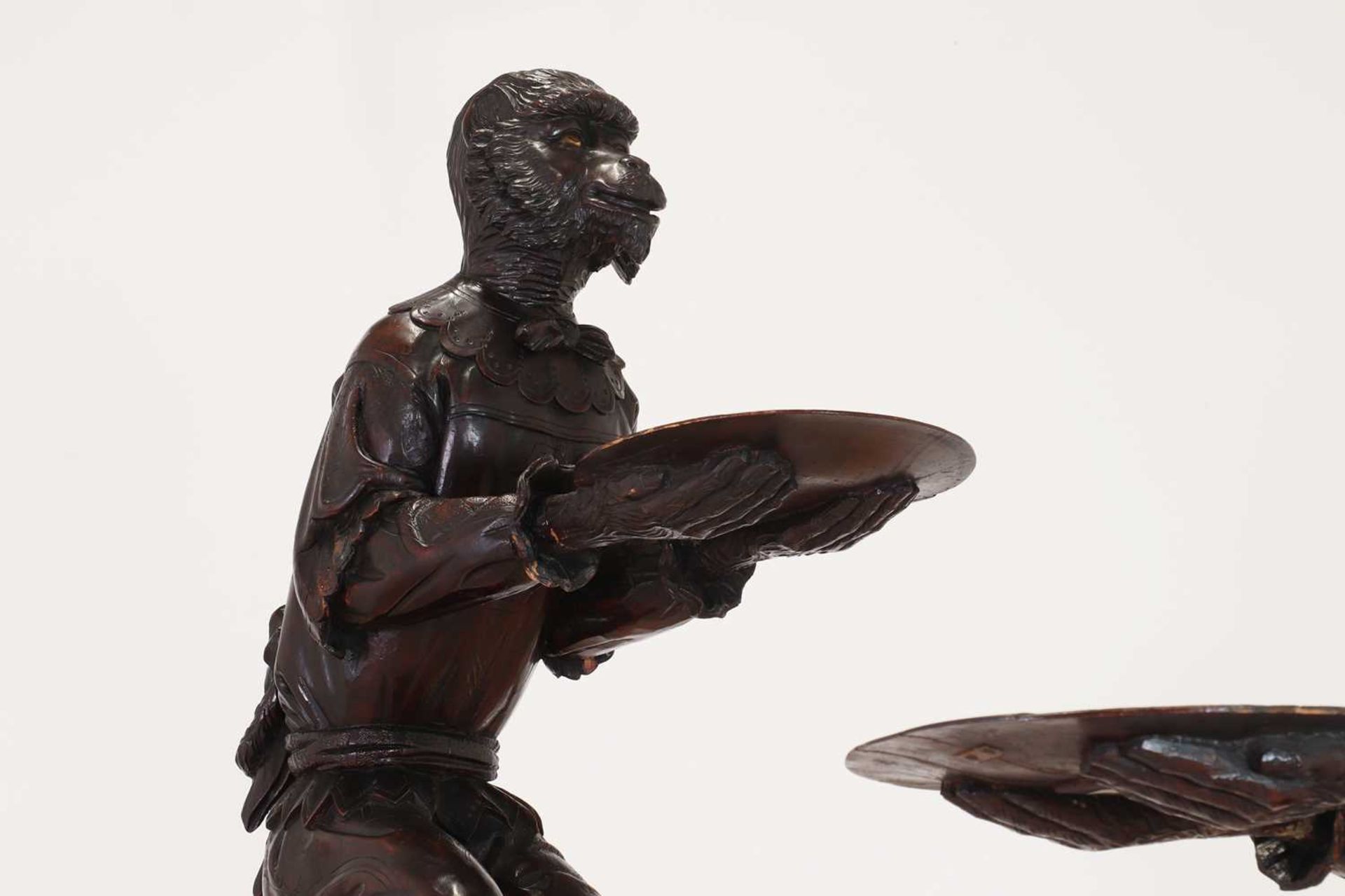 A pair of large carved walnut monkey waiters - Image 9 of 48