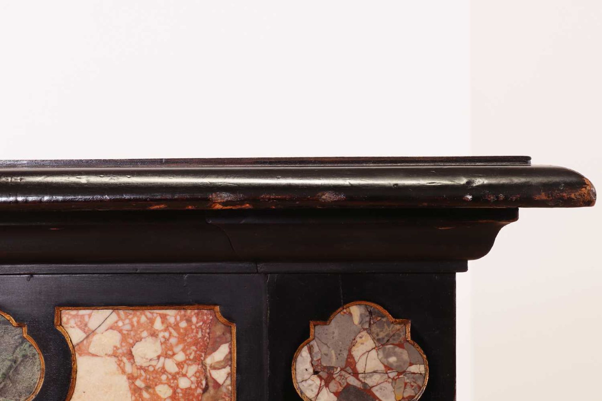 An ebonised, specimen and parcel-gilt console table, - Image 8 of 19