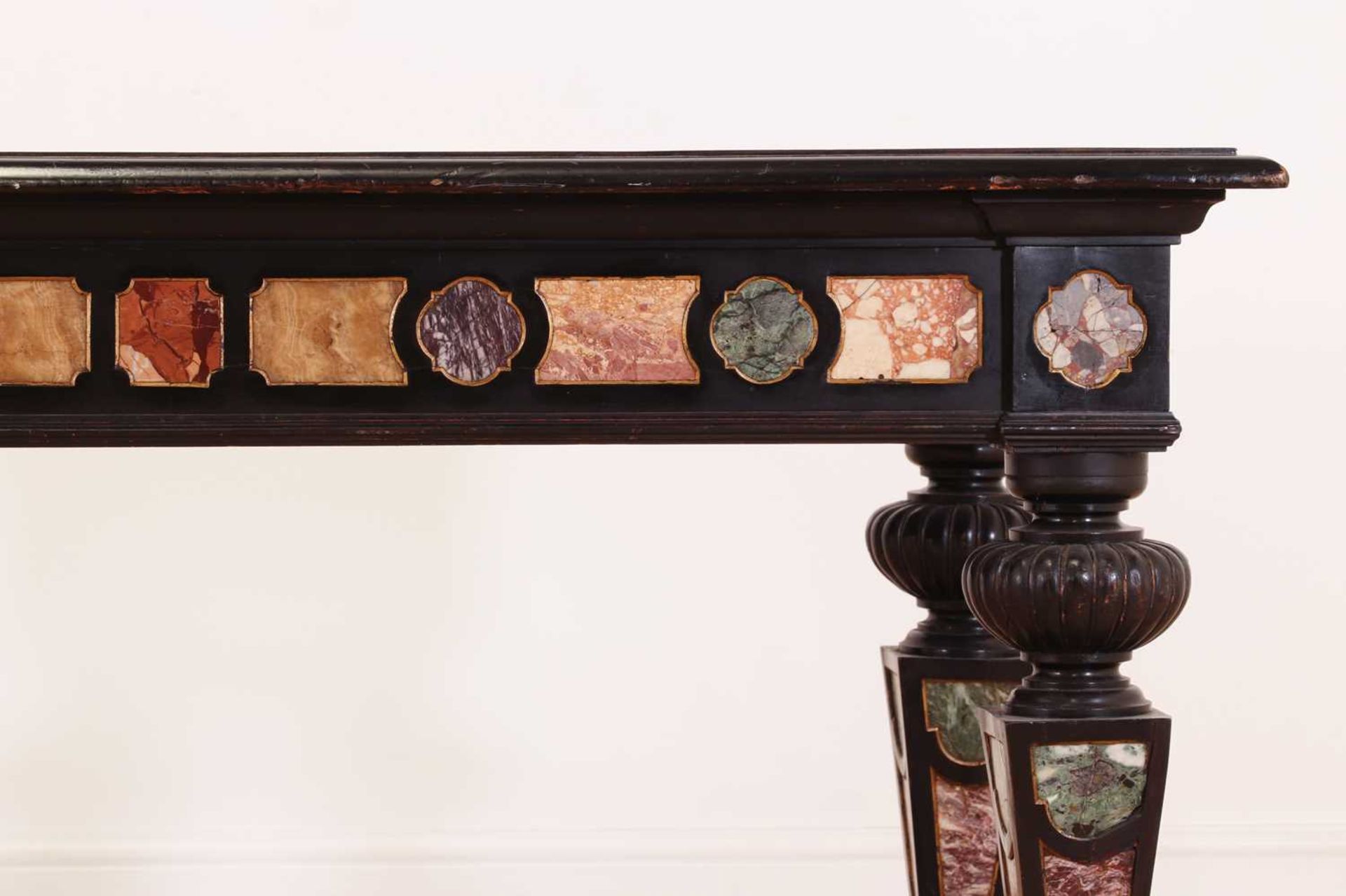 An ebonised, specimen and parcel-gilt console table, - Image 12 of 19