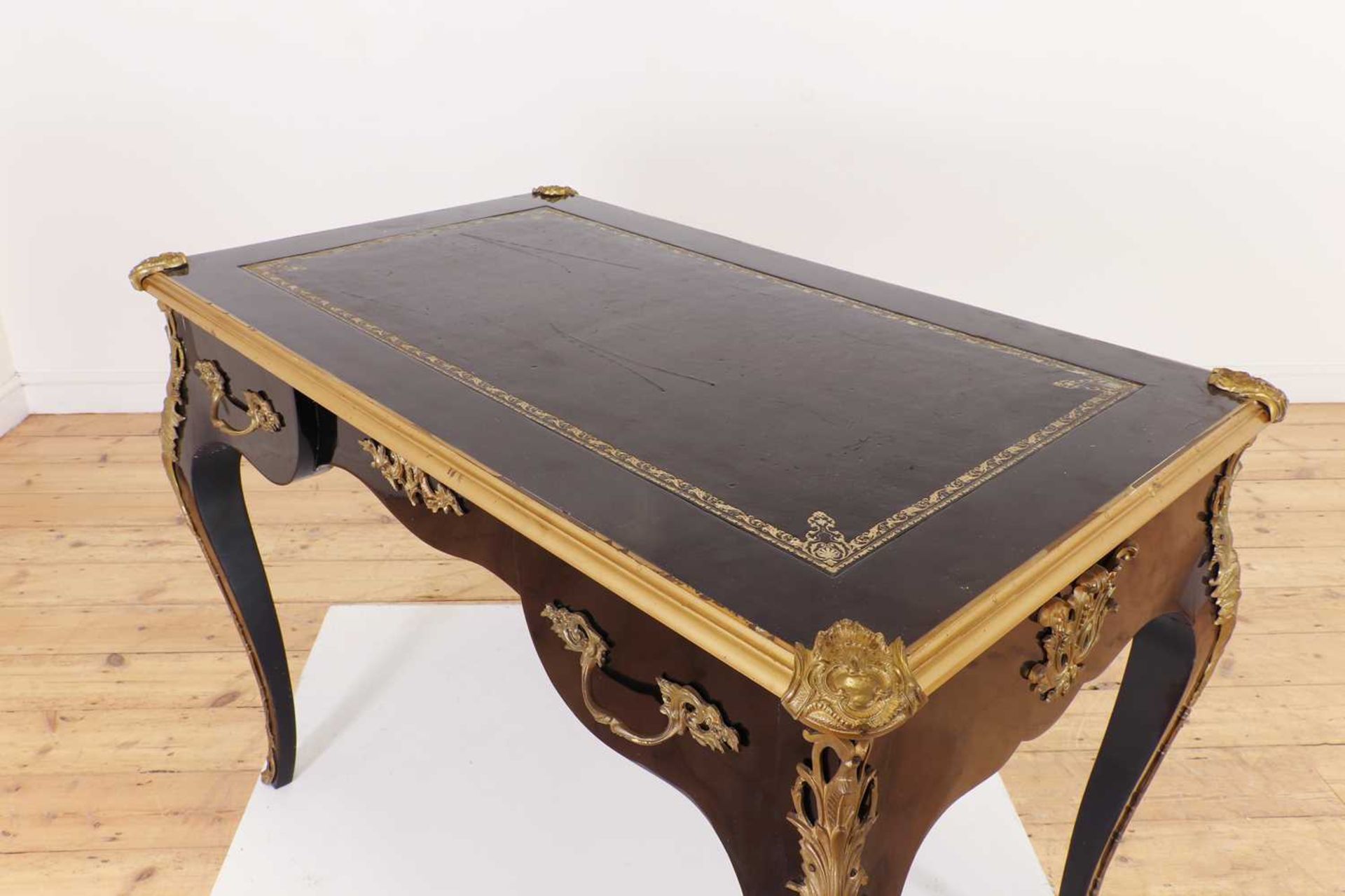 A Louis XV-style ebonised bureau plat, - Image 5 of 9