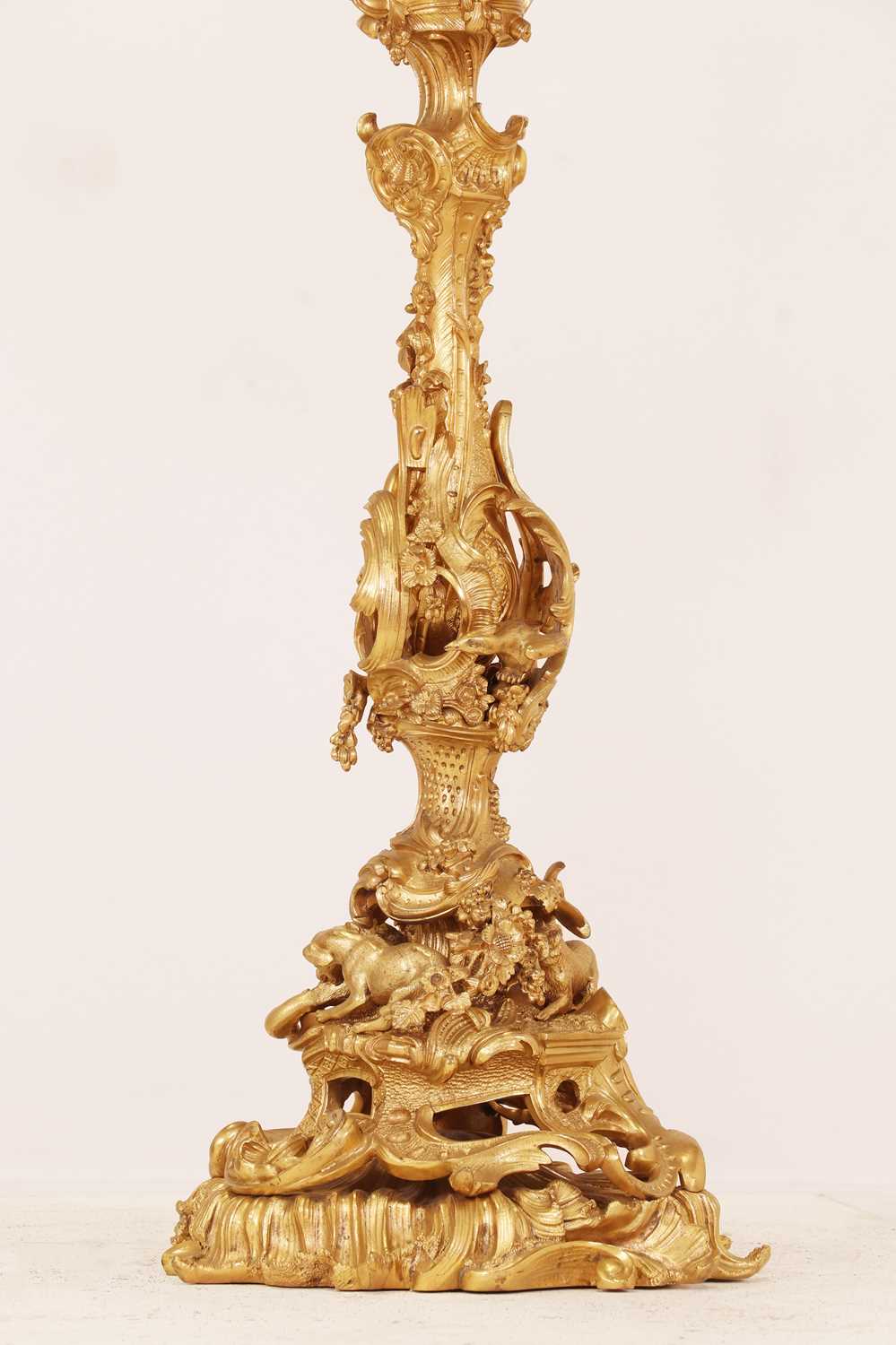 A large pair of Louis XV-style gilt-bronze candelabra, - Image 11 of 12