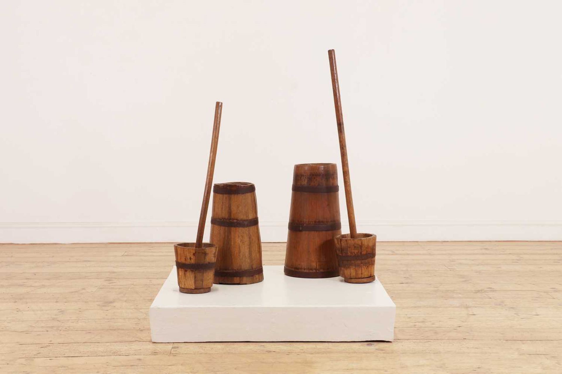 Two pine butter churns, - Image 2 of 5