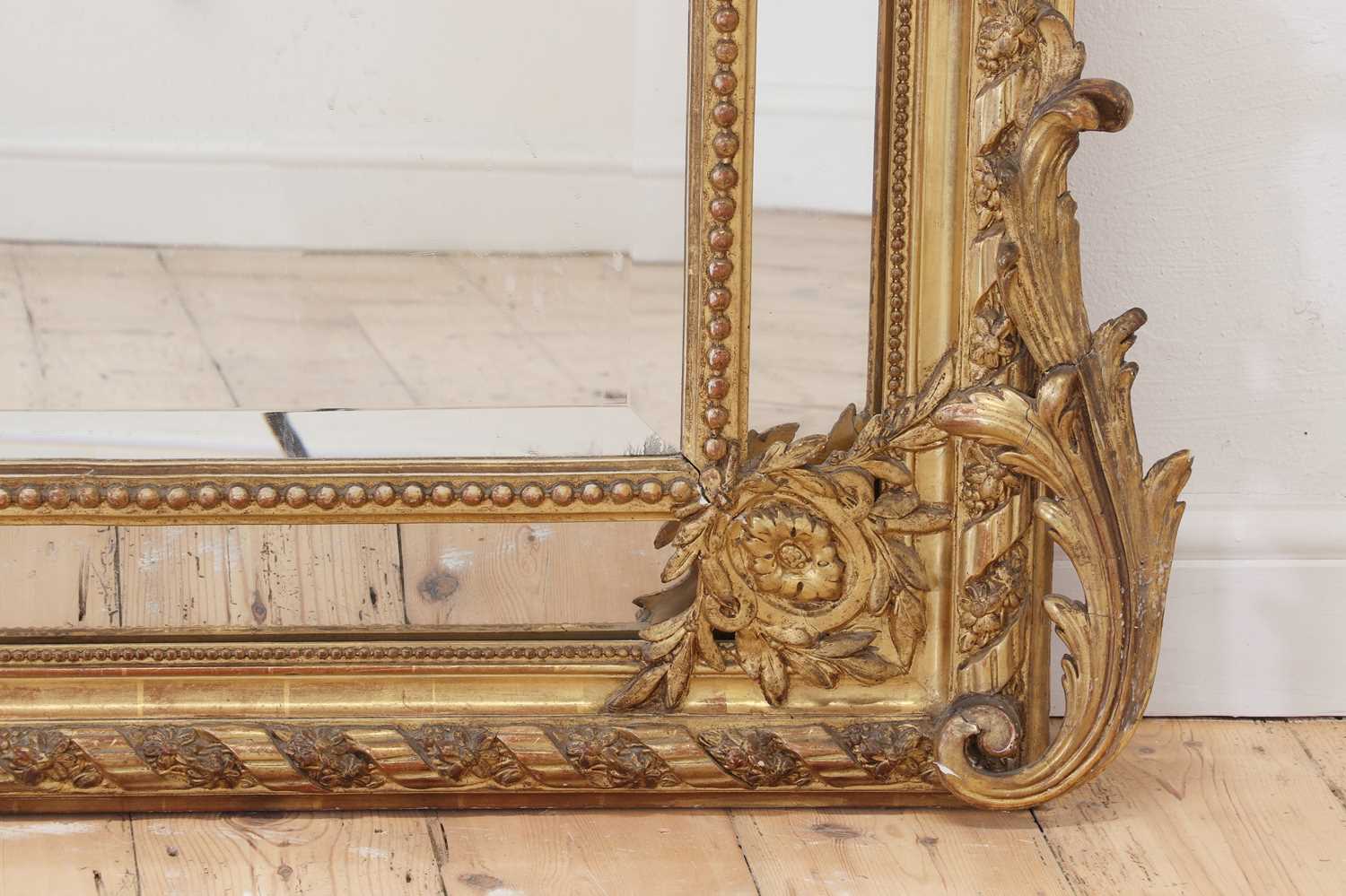 A Louis XVI-style giltwood and gesso overmantel mirror, - Image 7 of 24