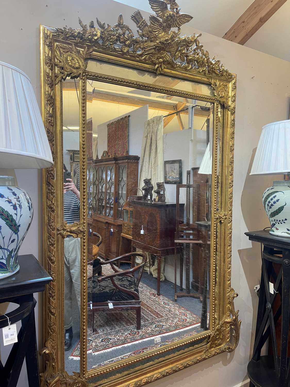 A Louis XVI-style giltwood and gesso overmantel mirror, - Image 20 of 24