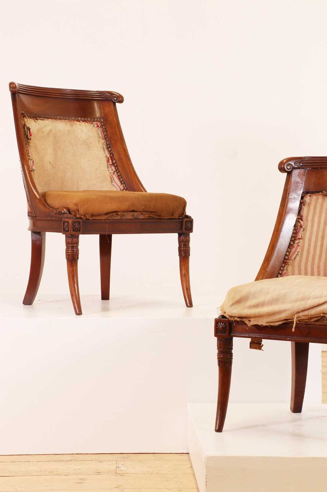 A pair of Charles X mahogany low chairs, - Image 3 of 7