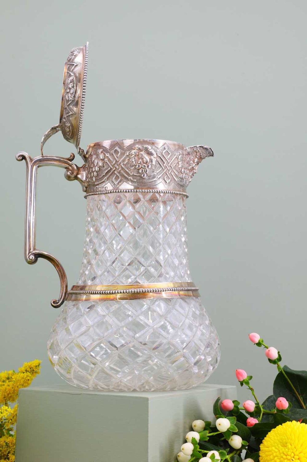 A silver-mounted cut-glass lemonade or water jug, - Image 6 of 8