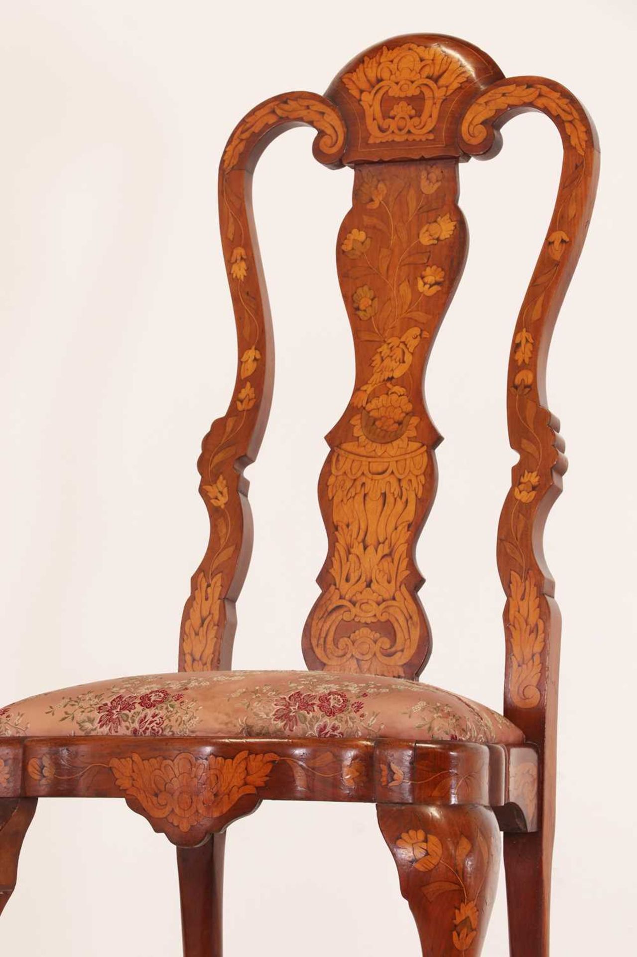 A pair of walnut and marquetry side chairs, - Image 2 of 5