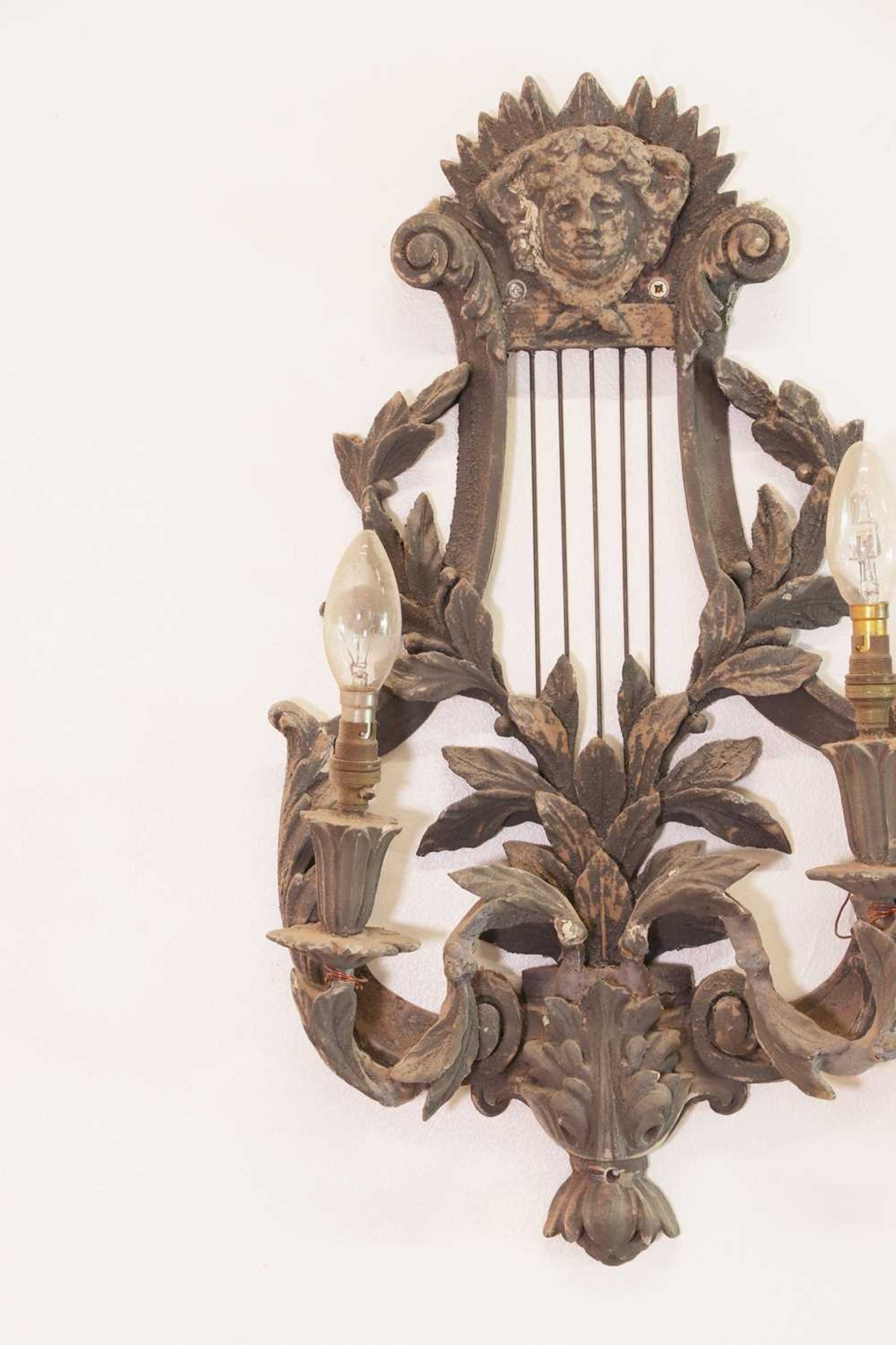 A pair of Gustavian-style painted composition wall lights, - Image 2 of 7