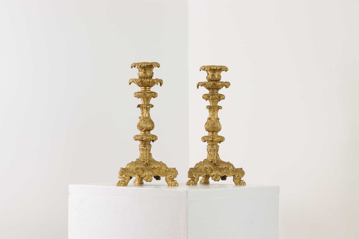 A pair of gilt-bronze candlesticks, - Image 4 of 5