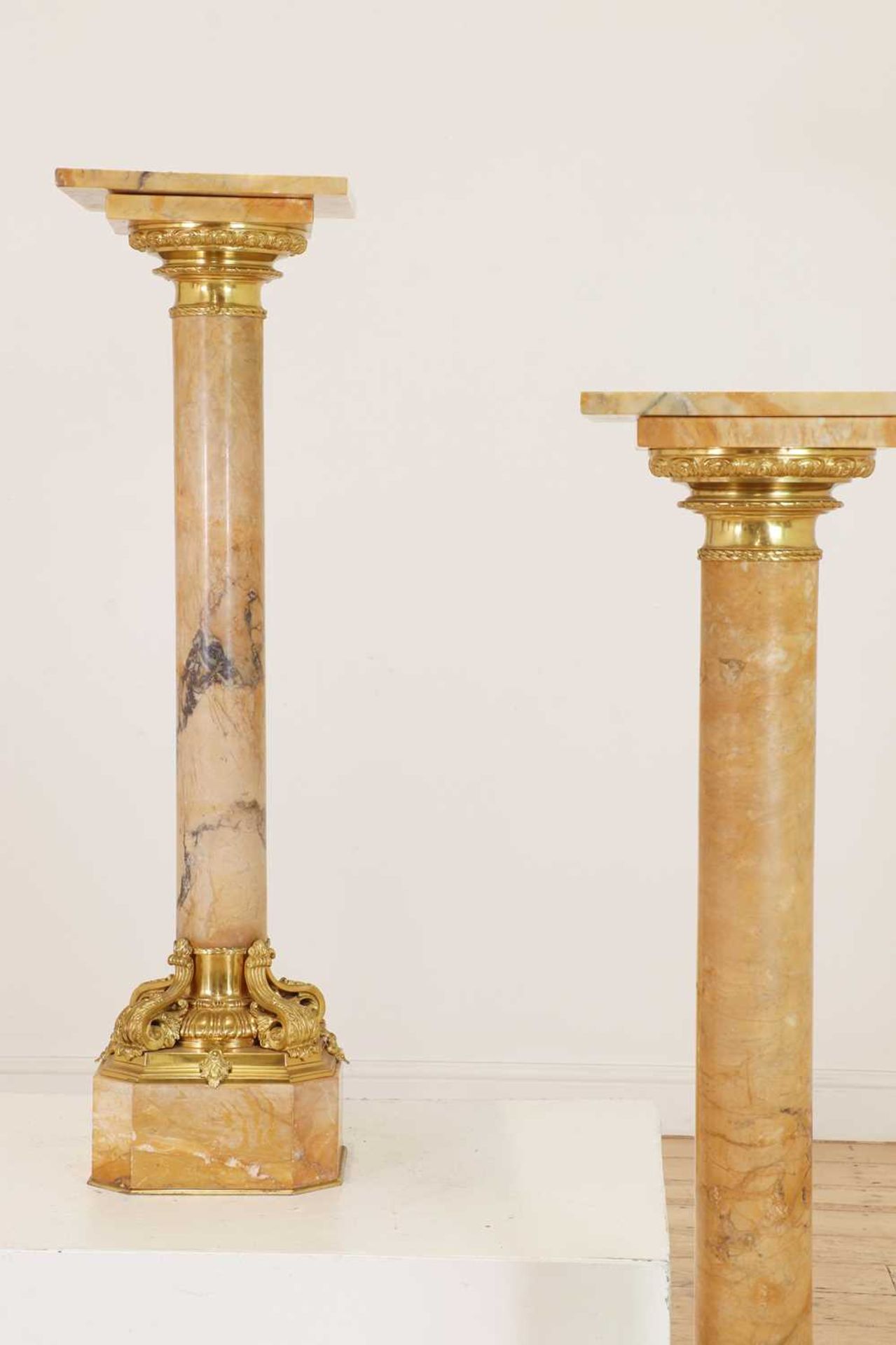 A pair of giallo antico marble pedestals, - Image 7 of 9