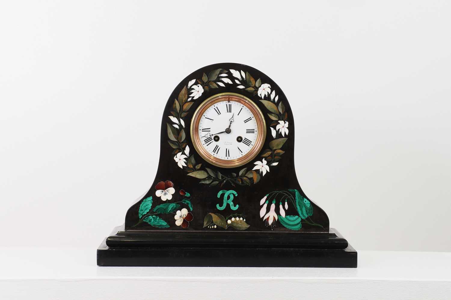 An Ashford black marble mantel clock,