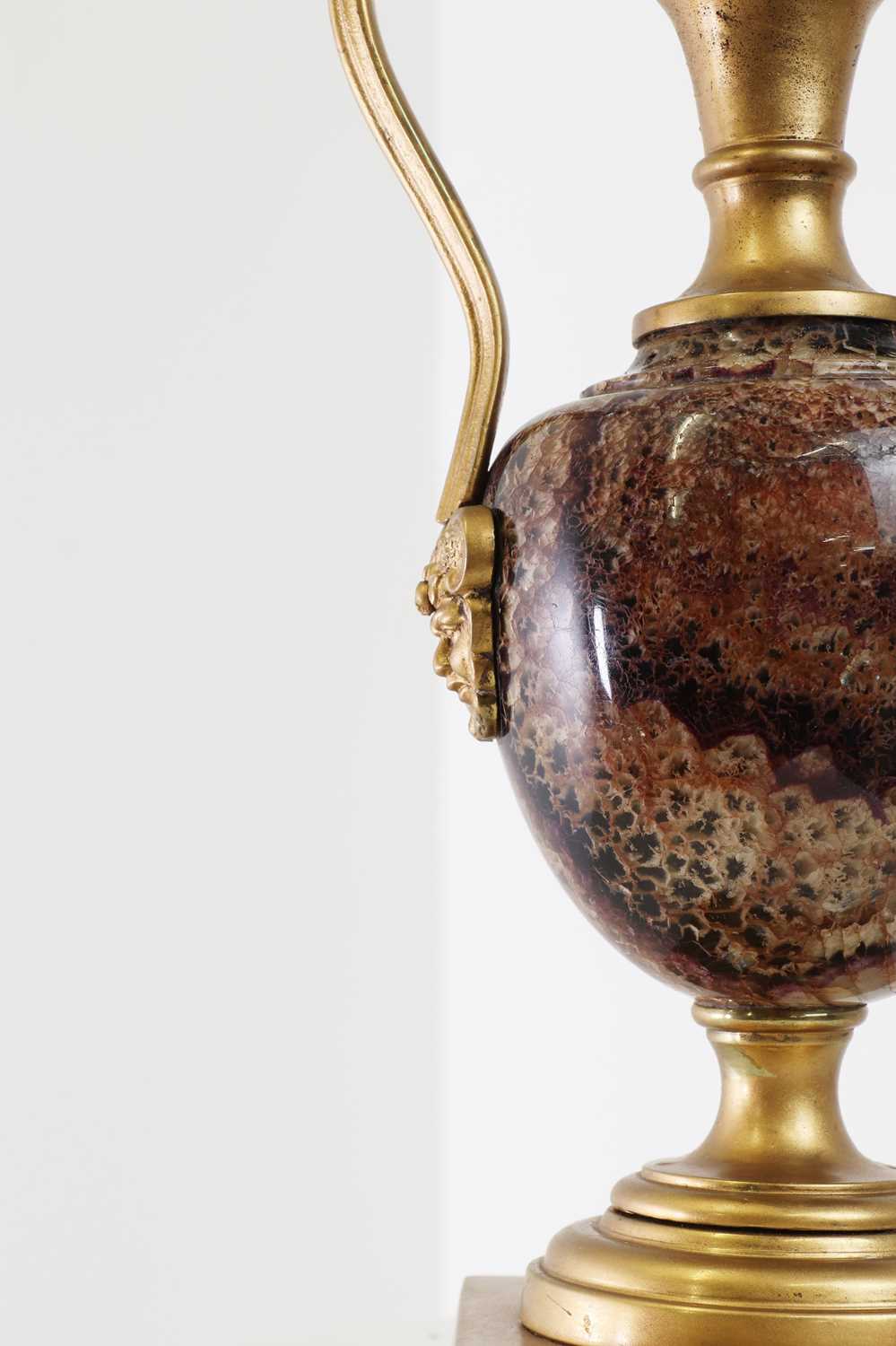 A Derbyshire Blue John and gilt-bronze pedestal vase, - Image 6 of 8