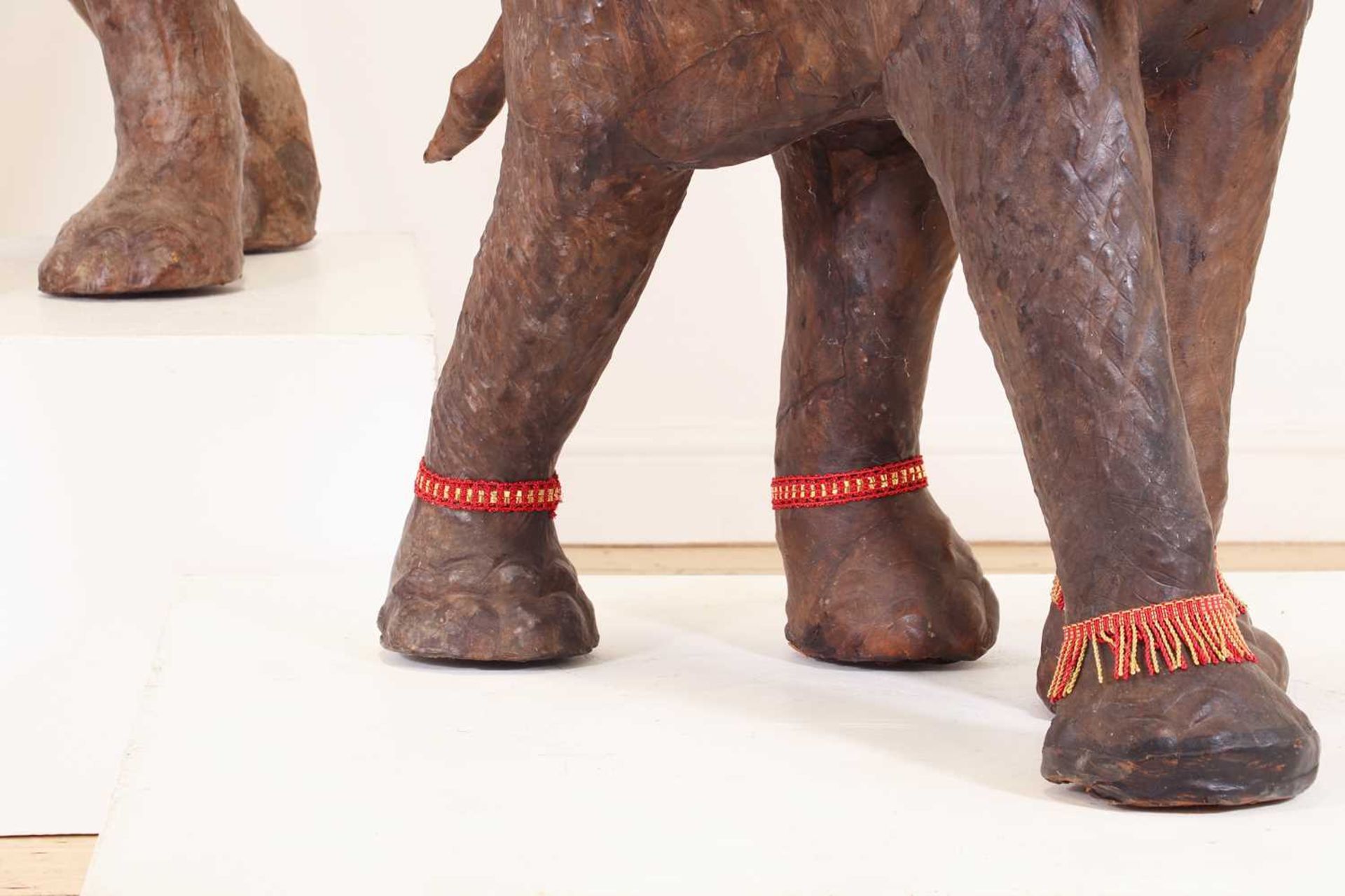 A near pair of leather elephants, - Image 9 of 9