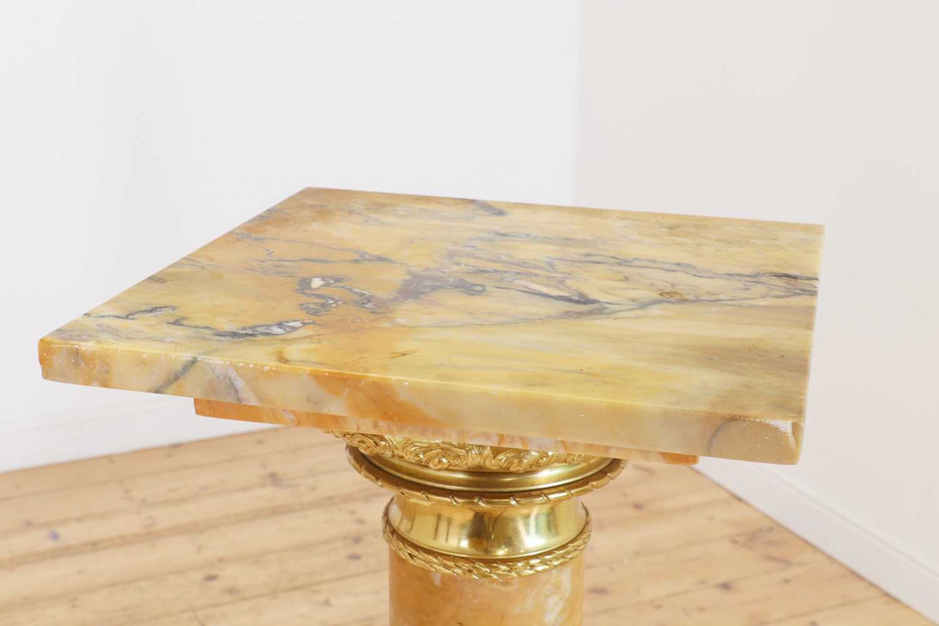 A pair of giallo antico marble pedestals, - Image 2 of 9