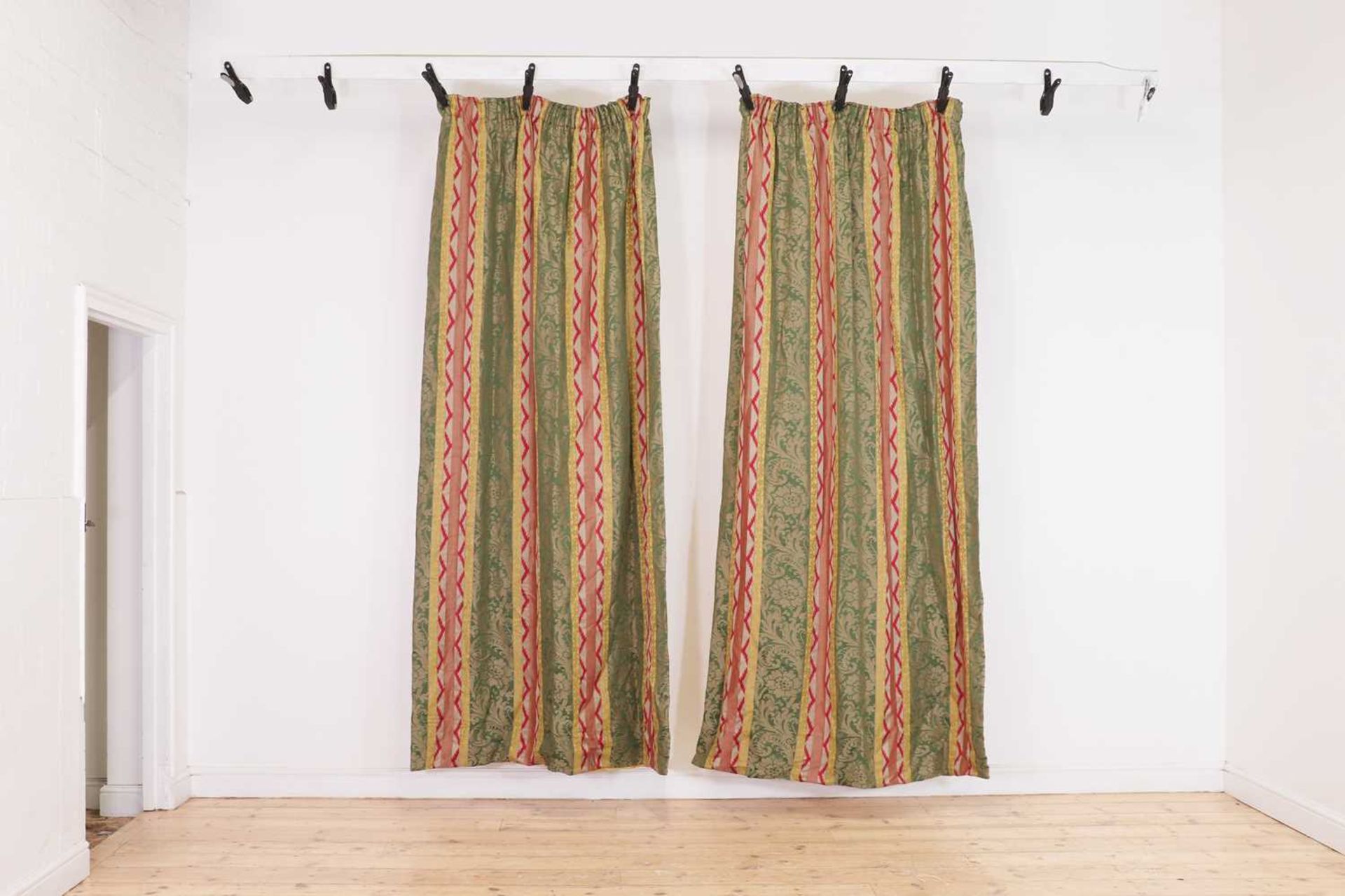 Two pairs of striped silk curtains, - Image 6 of 9