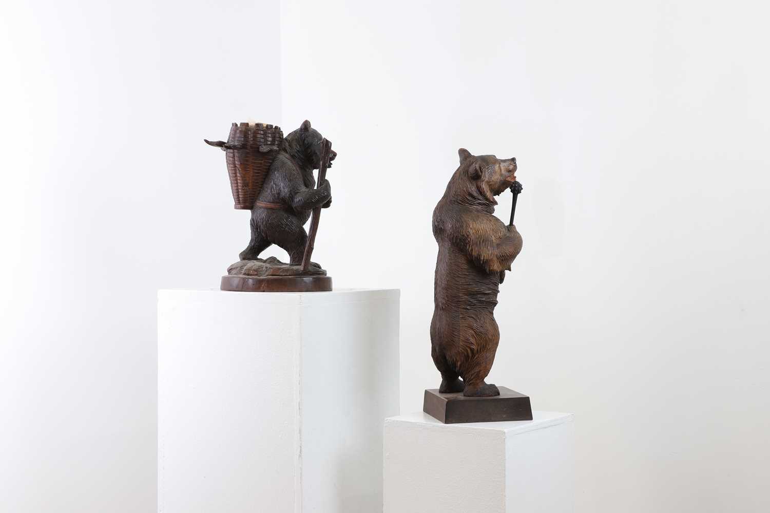 Two Black Forest carved wood bears, - Image 4 of 6