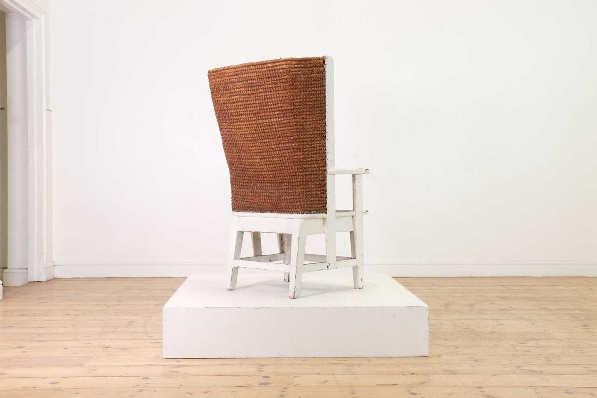 A pine, straw and seagrass armchair, - Image 2 of 9