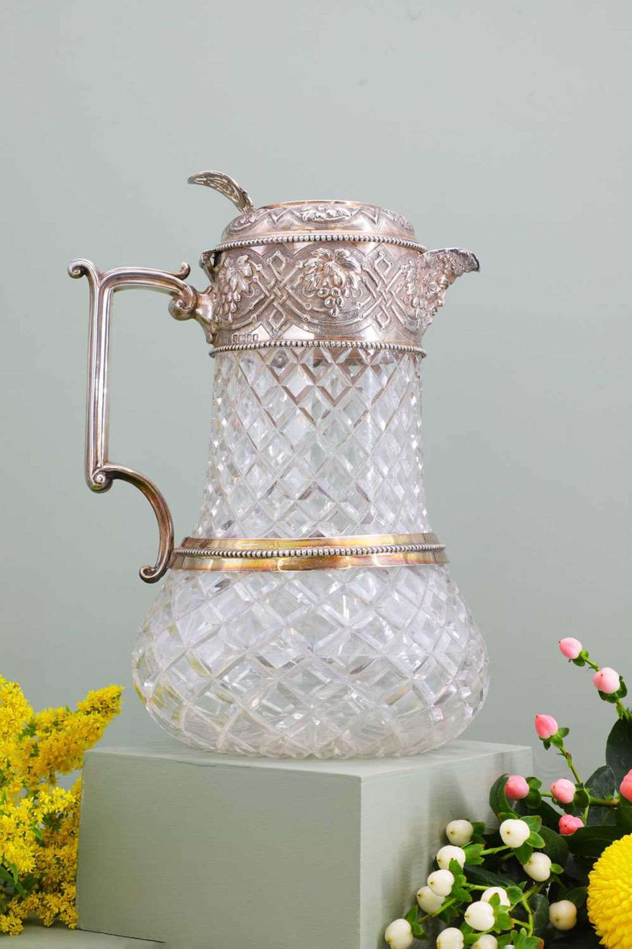 A silver-mounted cut-glass lemonade or water jug, - Image 8 of 8