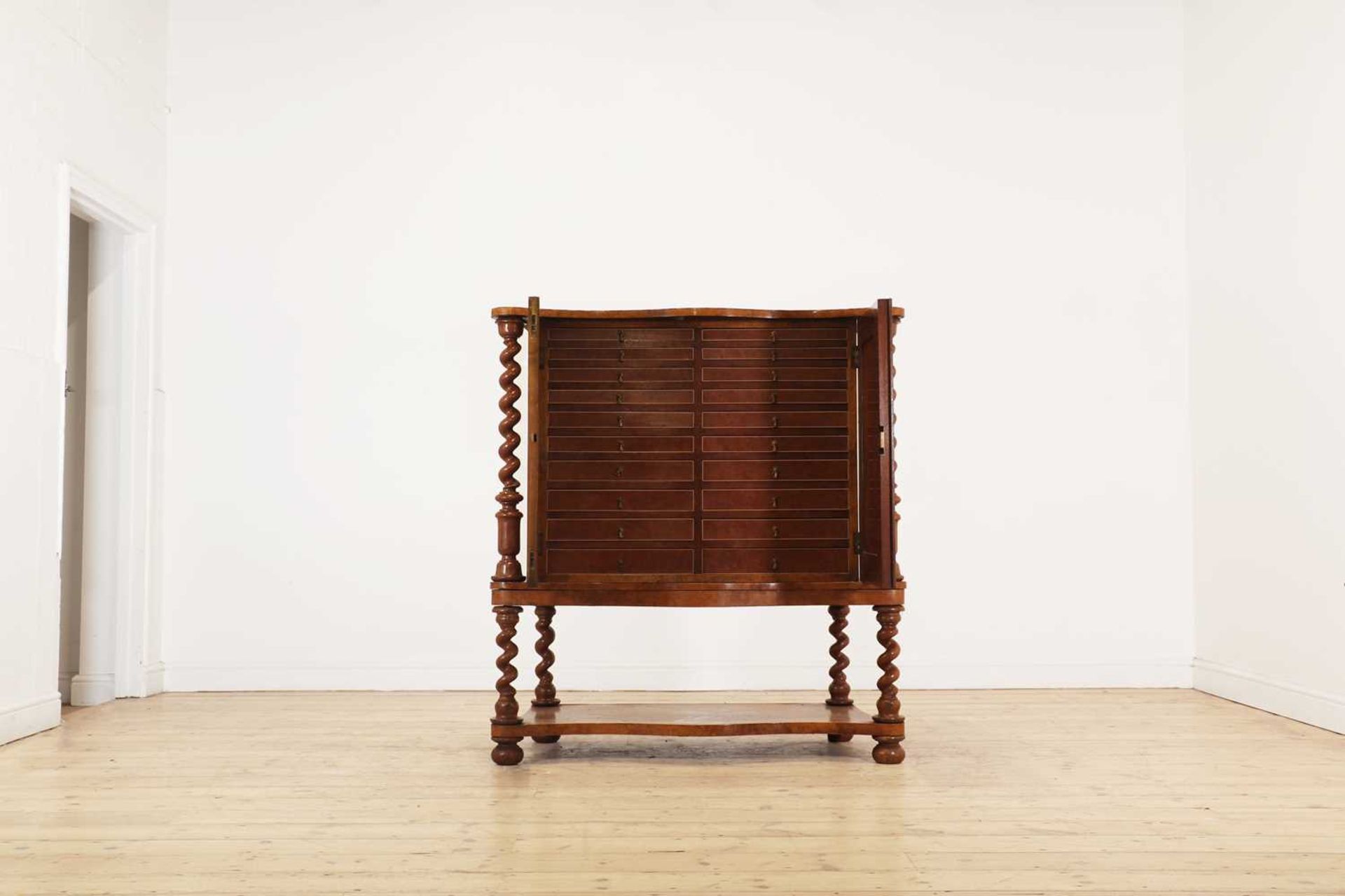 An oyster-veneered laburnum, maple and walnut collector's cabinet, - Image 4 of 33