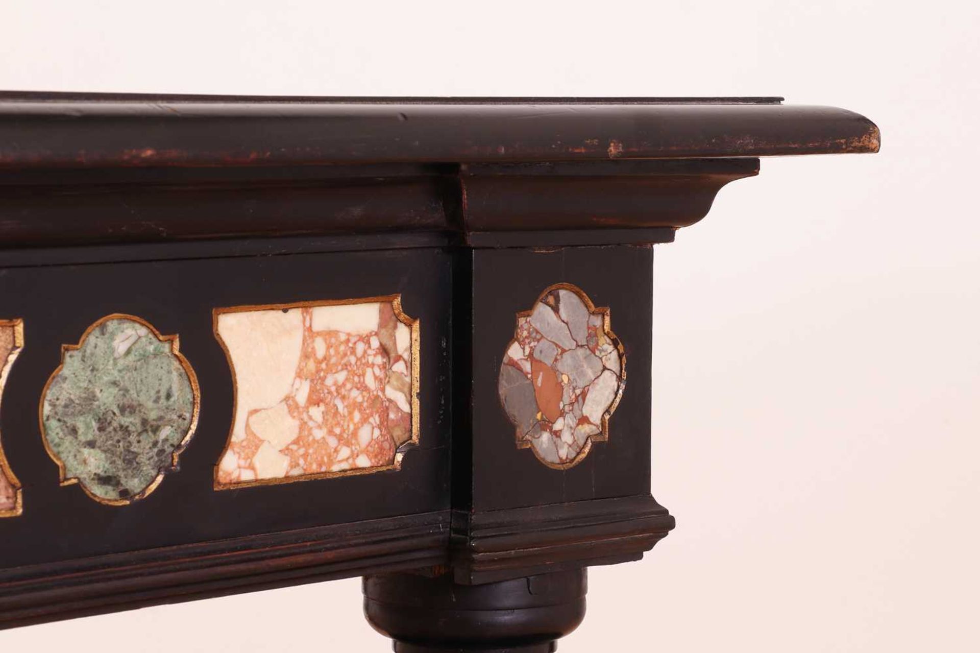 An ebonised, specimen and parcel-gilt console table, - Image 18 of 19