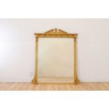 A George III-style carved giltwood and gesso overmantel mirror,