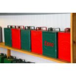 Six Esso two-gallon Valor petrol cans,