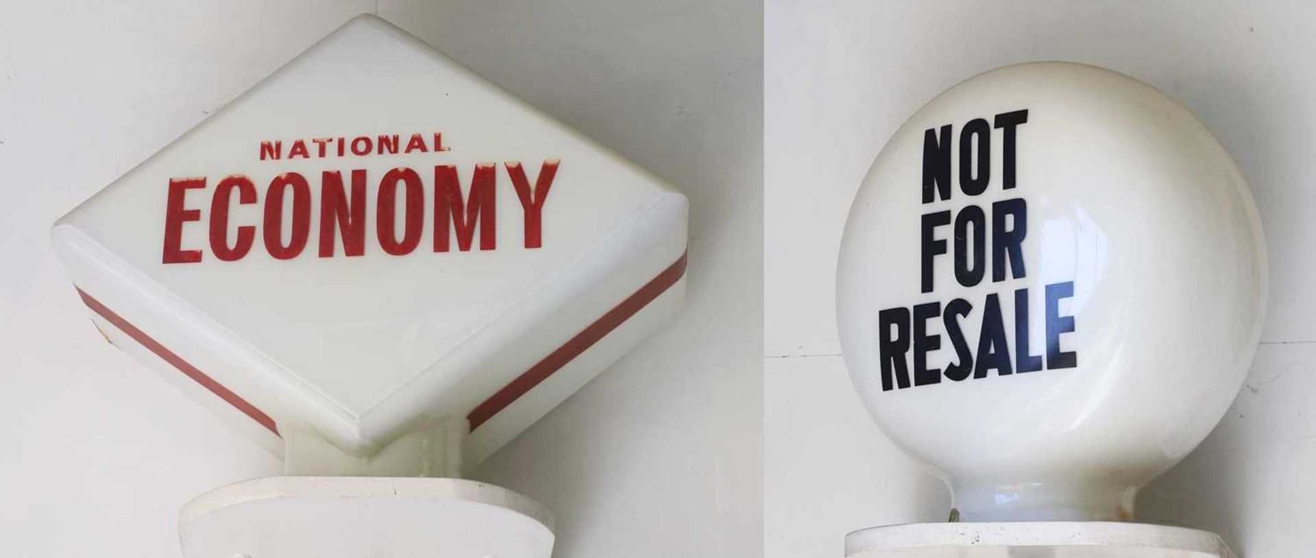 A 'National Economy' petrol pump globe,