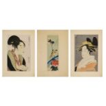 Three Japanese woodblock prints,