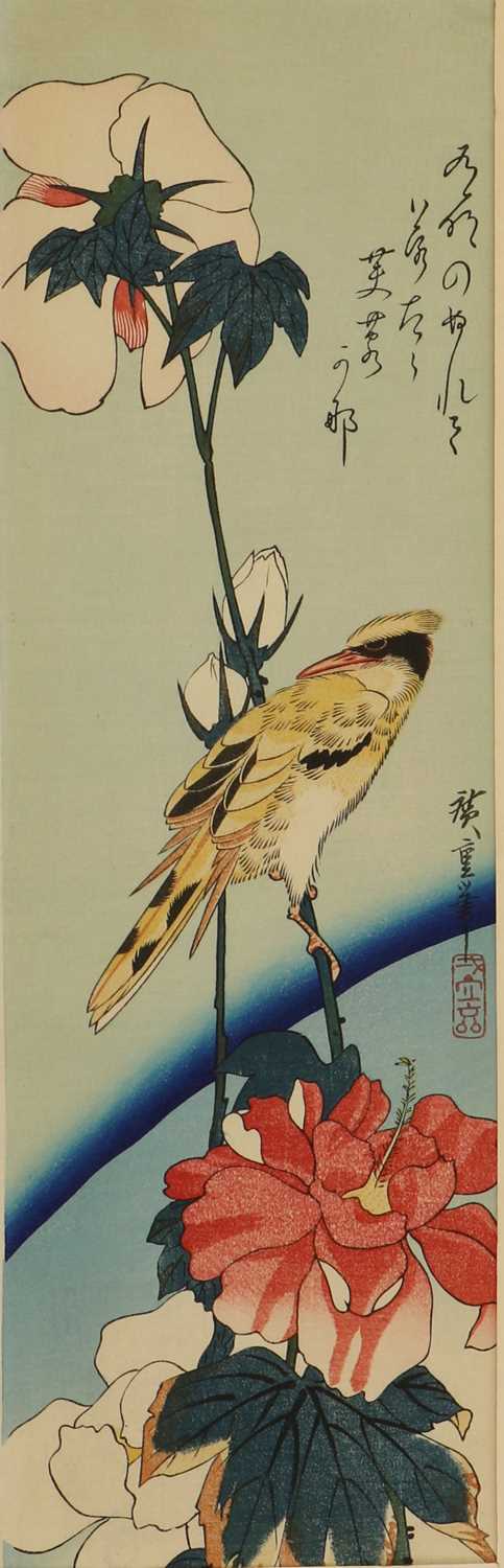 Three Japanese woodblock prints, - Image 6 of 40