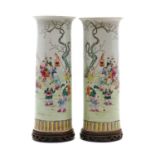 A pair of Chinese famille rose vases,