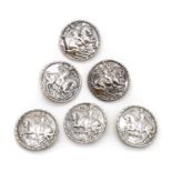 A set of six late Victorian silver buttons