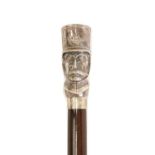 A modern silver-mounted walking cane,