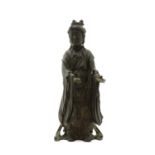 A Japanese bronze standing figure,
