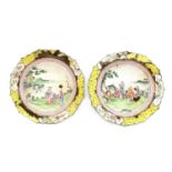 A pair of Chinese enamelled plates,