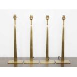 Two pairs of modernist brass table lamps