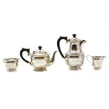 A silver four piece tea service