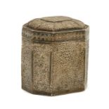 An Indian silver tea caddy