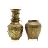 Two Chinese brass vases,