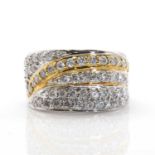 An 18ct white gold diamond set tapered band ring,