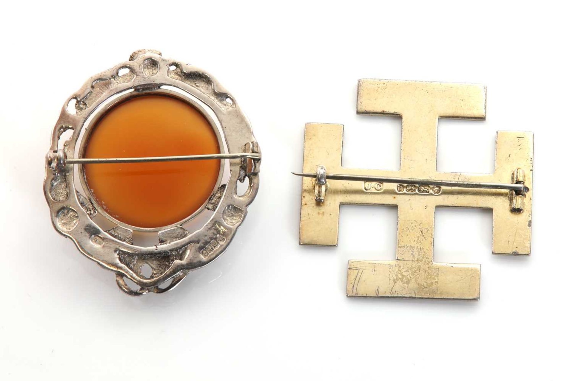 A silver gilt Victorian flat section cross Potent brooch, by Joseph Cook, - Image 2 of 2