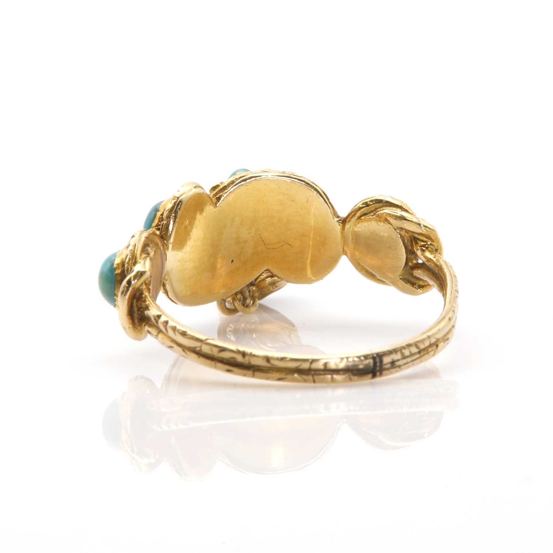 A Victorian gold and turquoise serpent knot ring, - Image 3 of 3