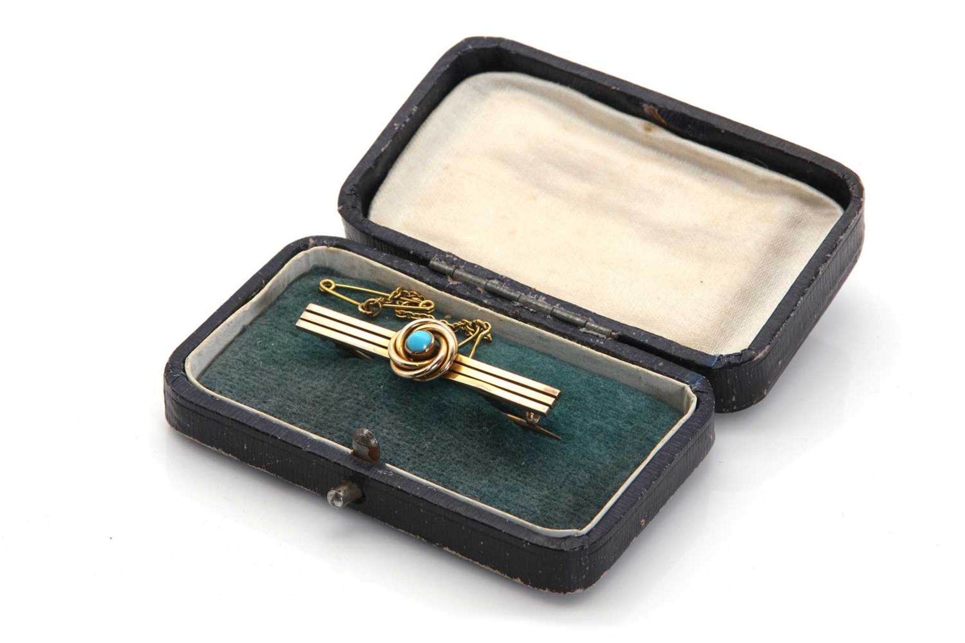 A turquoise bar brooch, - Image 3 of 3