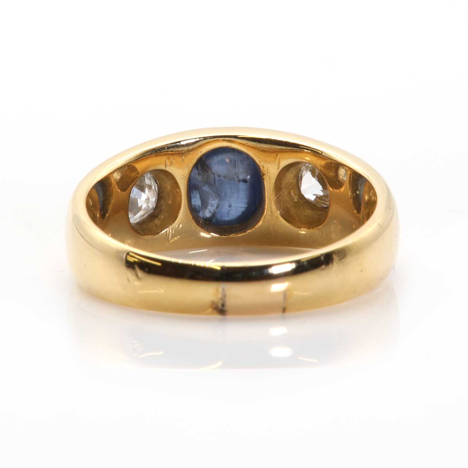 An Edwardian sapphire and diamond Prussian style ring, - Image 3 of 3